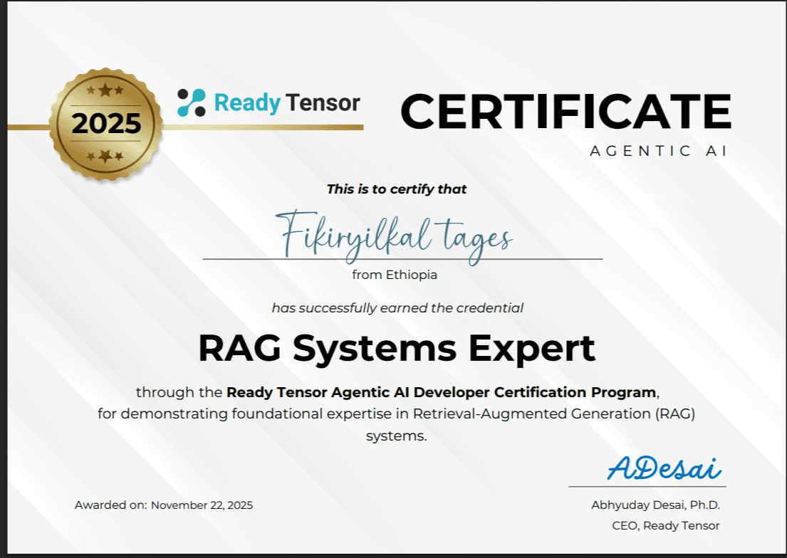 ReadyTensor Certificate